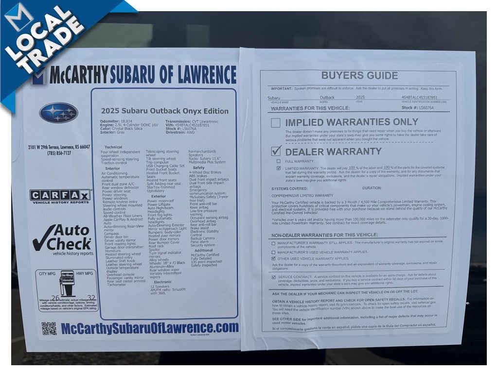 2025 Subaru Outback Onyx Edition