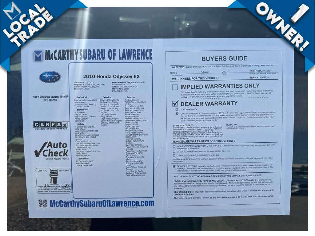 2010 Honda Odyssey EX