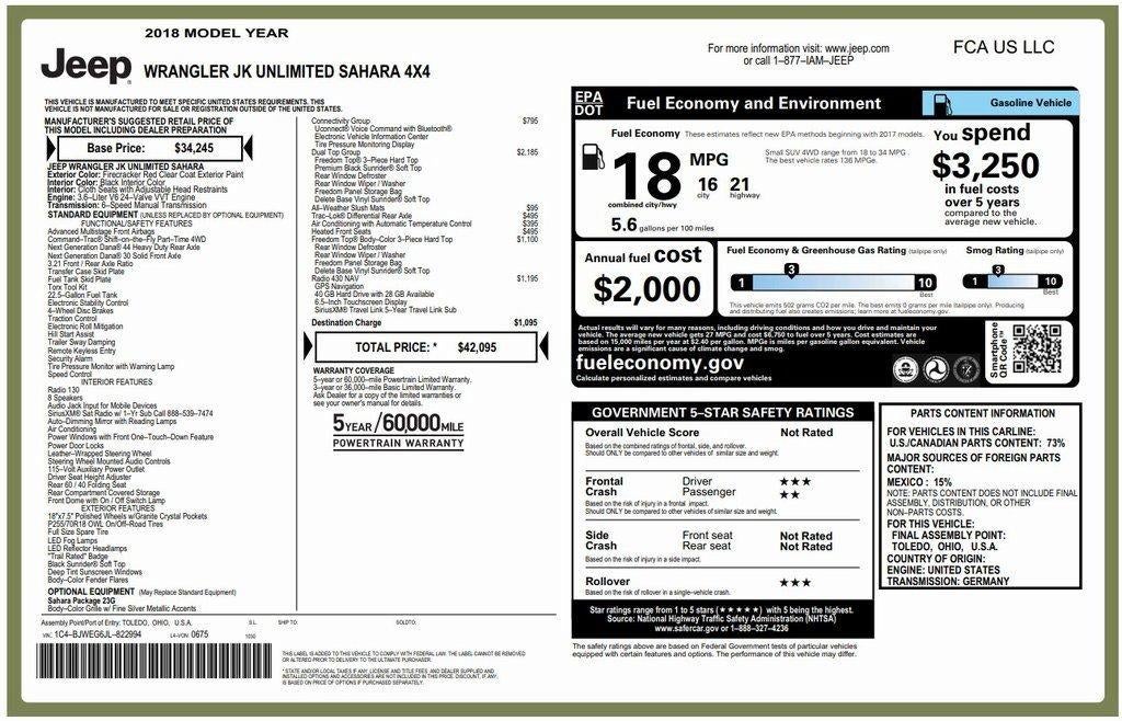 2018 Jeep Wrangler JK Unlimited Sahara