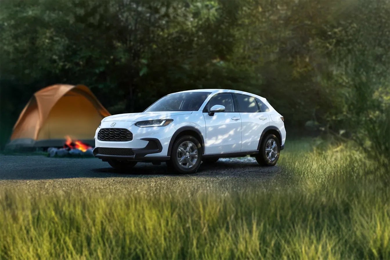 2026 Honda HR-V LX in Platinum White Pearl at campsite